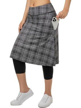 Athletic Knee-Length Skirts with Leggings & Pockets | Midi Skorts for Active